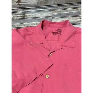 Tommy Bahama Original Fit Hawaiian Button Down‎ 100% Silk Light Red XL